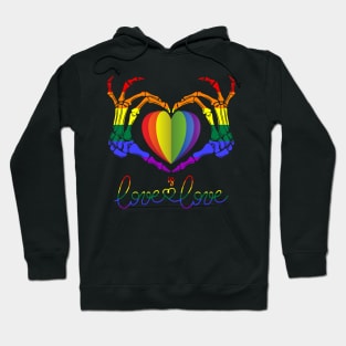 Rainbow Skeleton Heart Loves Is Love LGBT Gay Lesbian Pride Hoodie